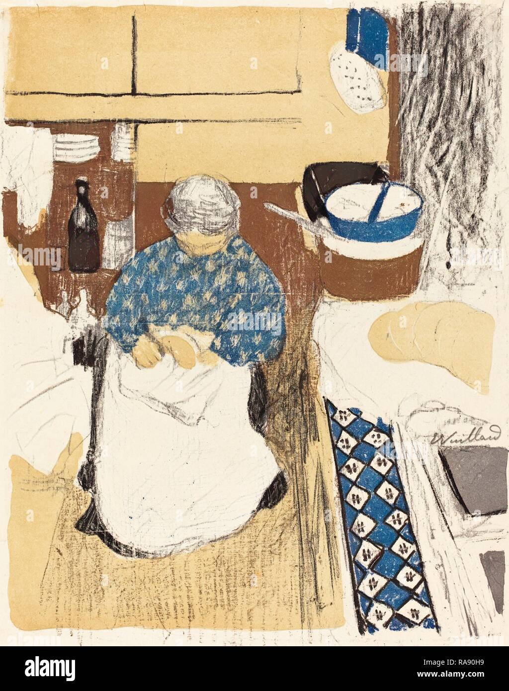 Edouard Vuillard (French, 1867 - 1939), The Cook (La cuisiniere), 1899, color lithograph on china paper. Reimagined Stock Photo