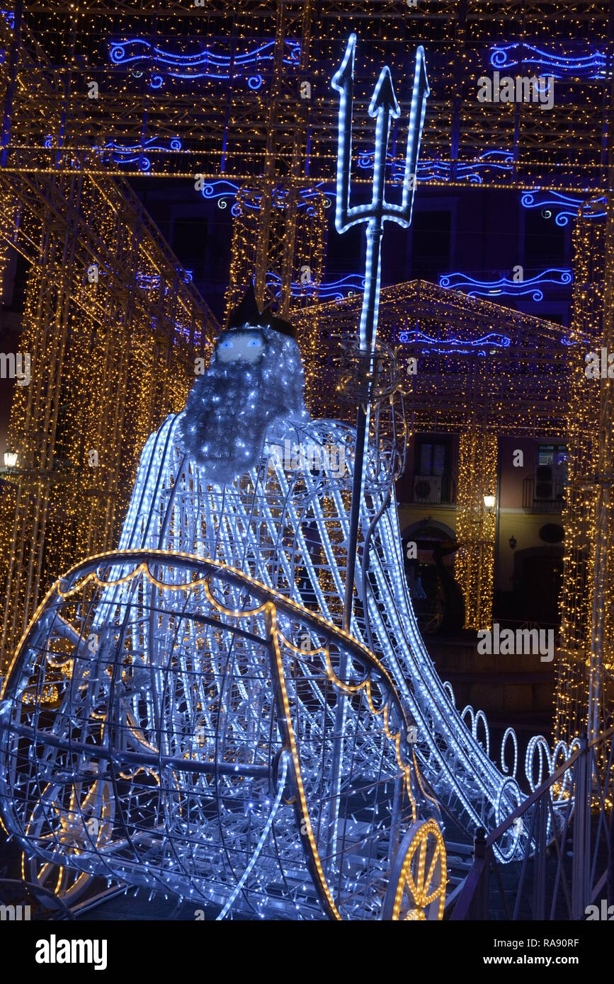 Italy The Luci d'Artista, Christmas Lights Show in Salerno, December