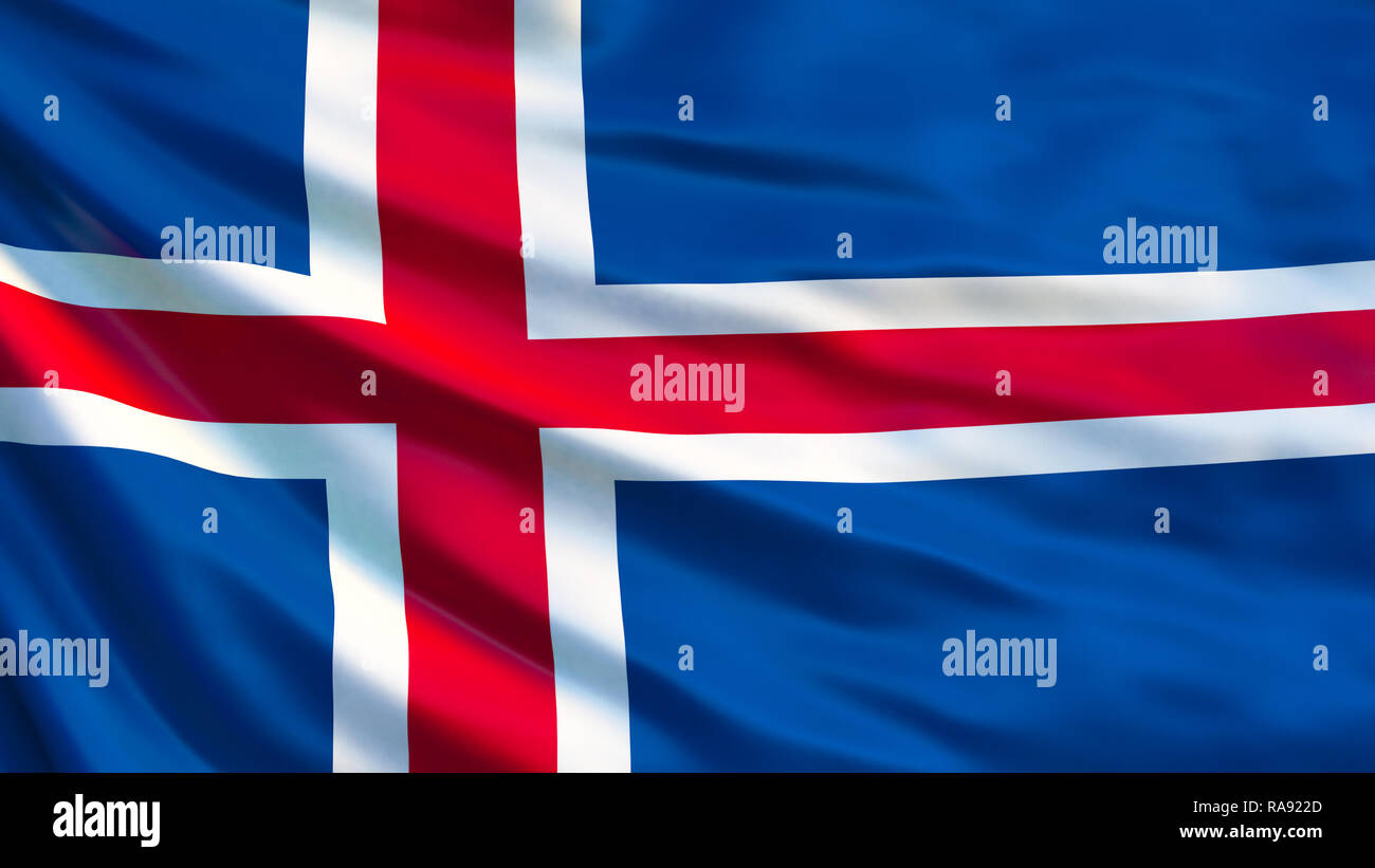 Iceland flag. Waving flag of Iceland 3d illustration. Reykjavik Stock ...