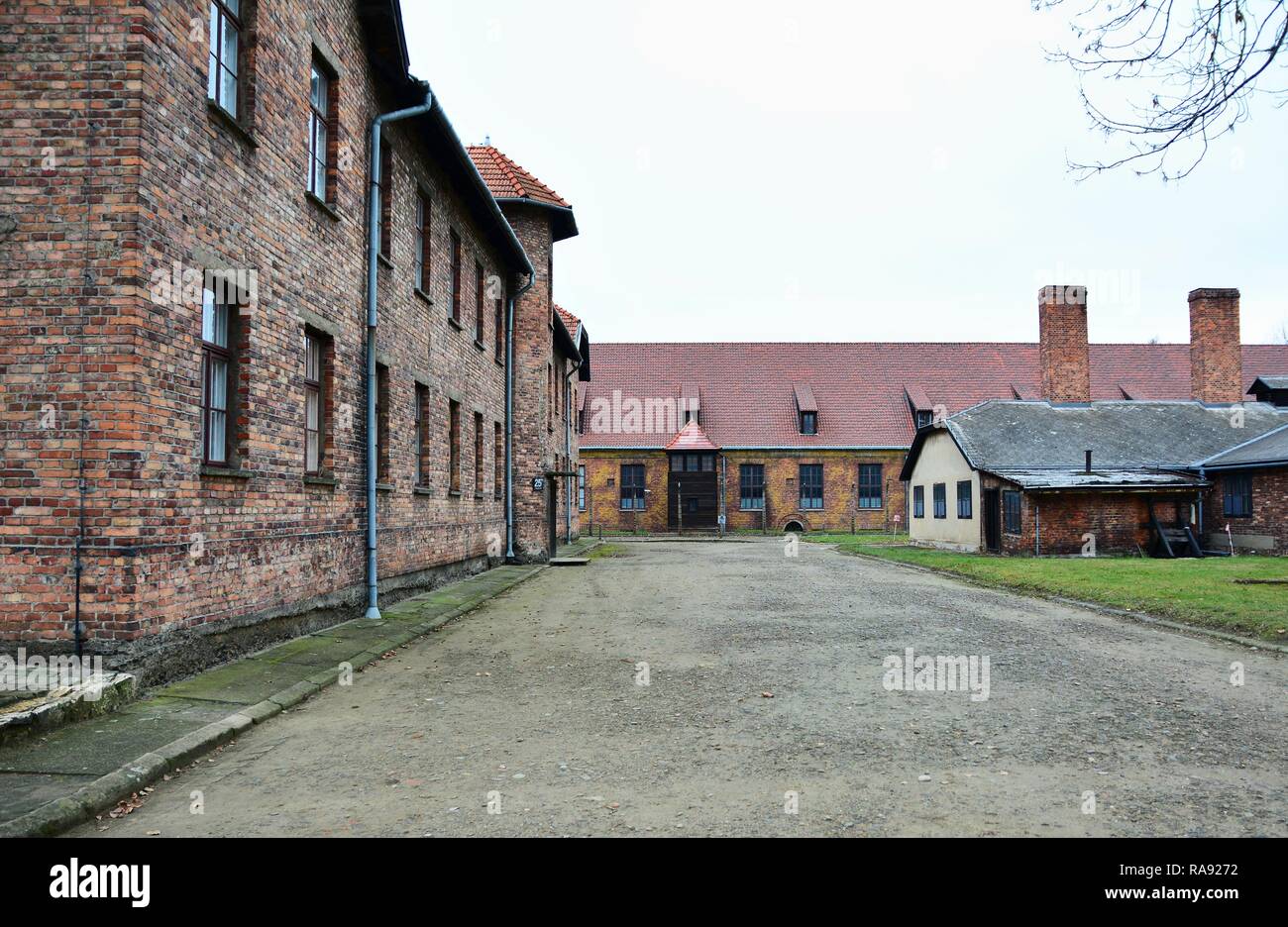 OSWIECIM, POLAND - DECEMBER 07, 2018: Auschwitz I holocaust memorial museum. Auschwitz I is the main camp of nazi concentration and extermination camp Stock Photo