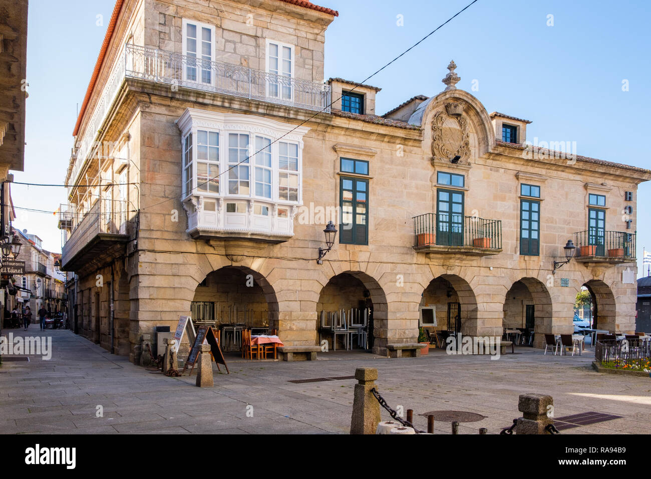 Baiona, Espanha - May 03, 2018 : One of many magnificent buildings in the city, Pontevedra, Espanha Stock Photo