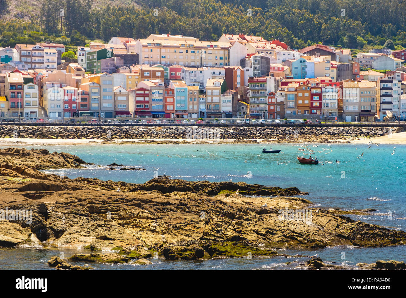 A Guarda, Espanha - May 03, 2018 : Houses on the edge of the port of A Guarda Pontevedra, Espanha Stock Photo