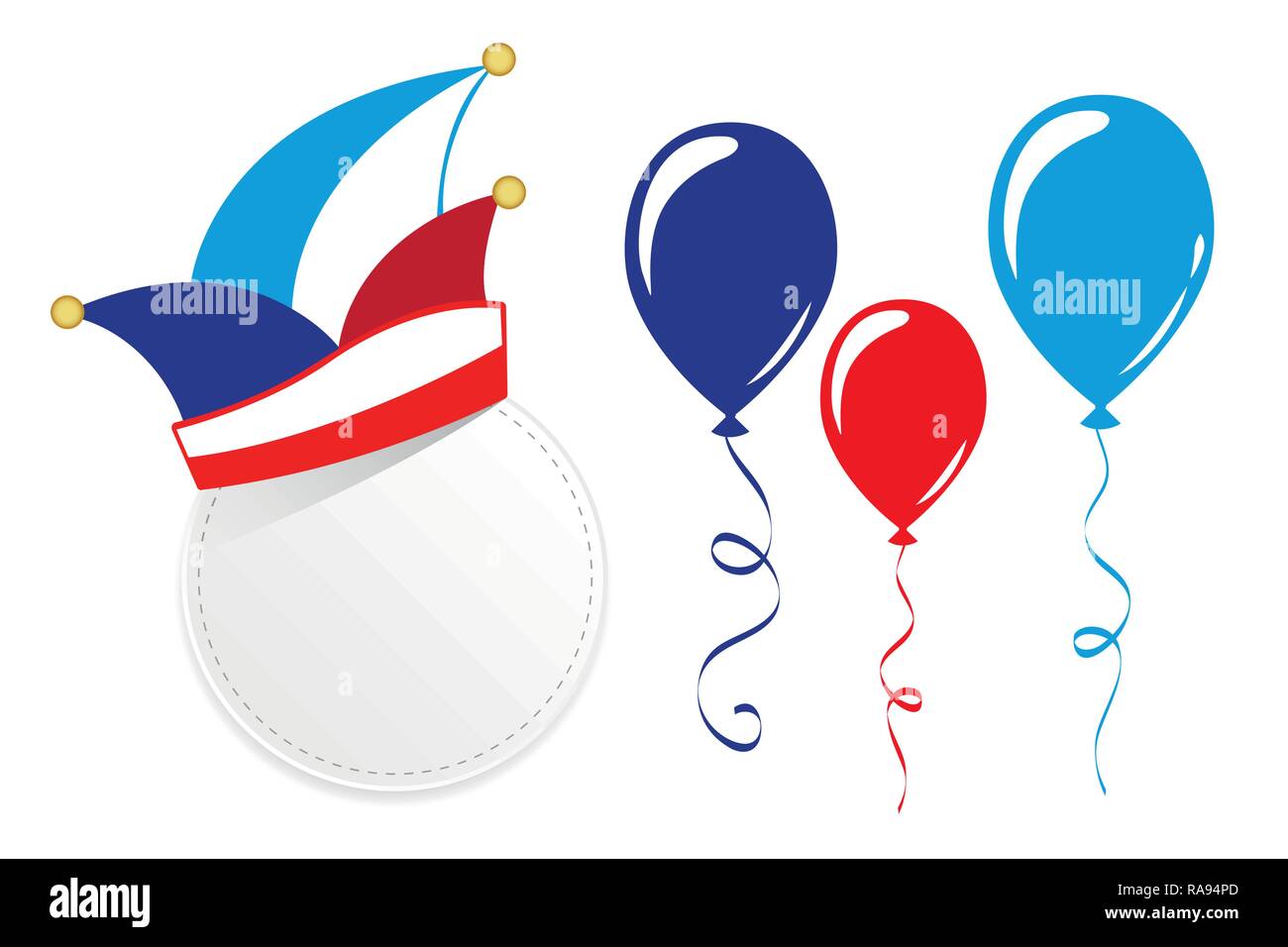 carnival traditional cap and balloons isolated on a white background vector illustration EPS10 Stock Vector