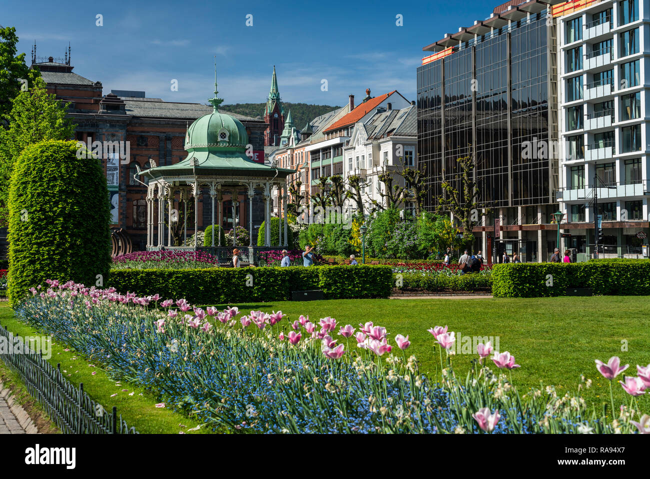 The Music Pavillion in Byparken park in Bergen, Norway, Europe. Stock Photo