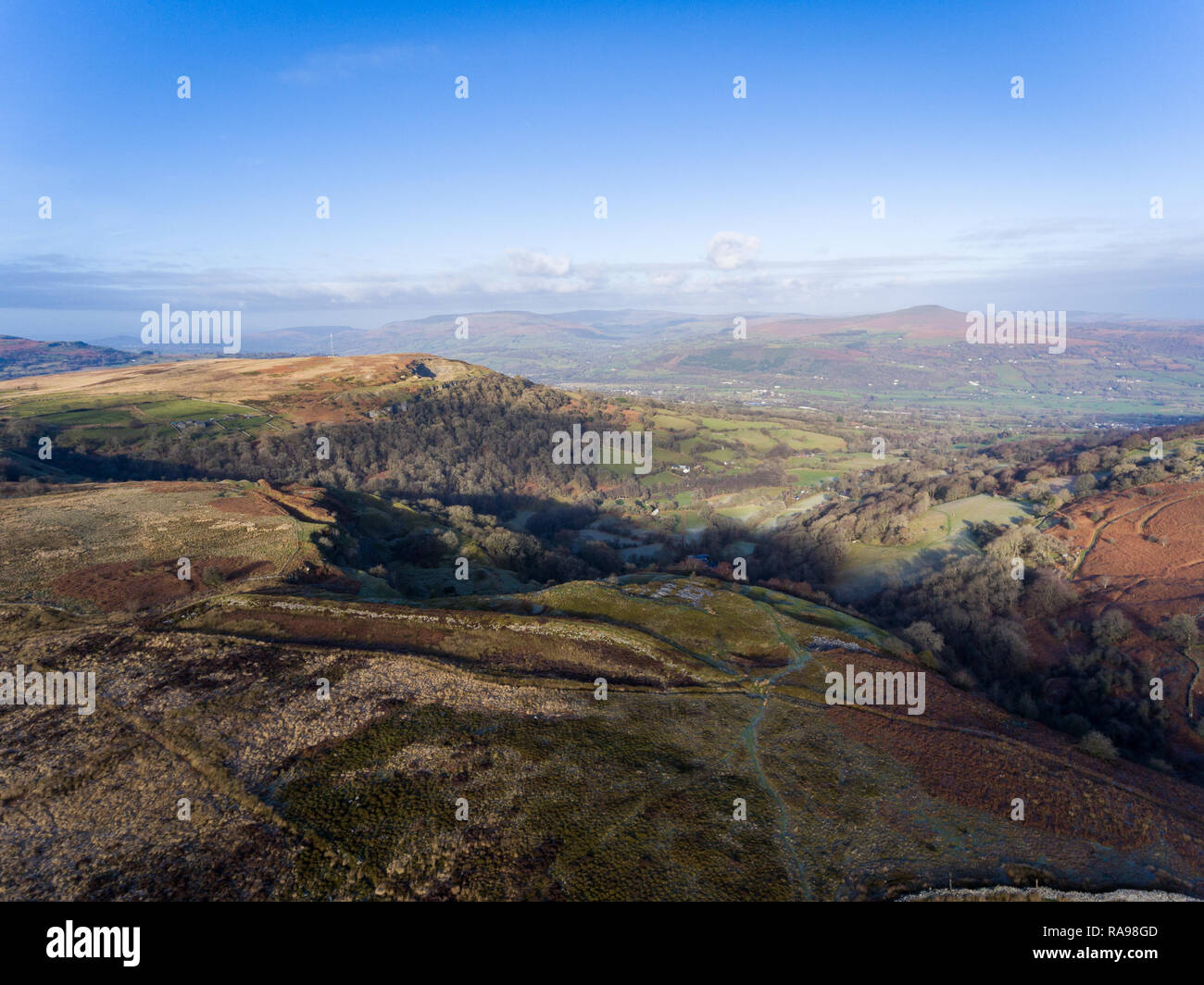 Aerial view of Brecon Beacons. Near Keepers Pond, The Blorenge