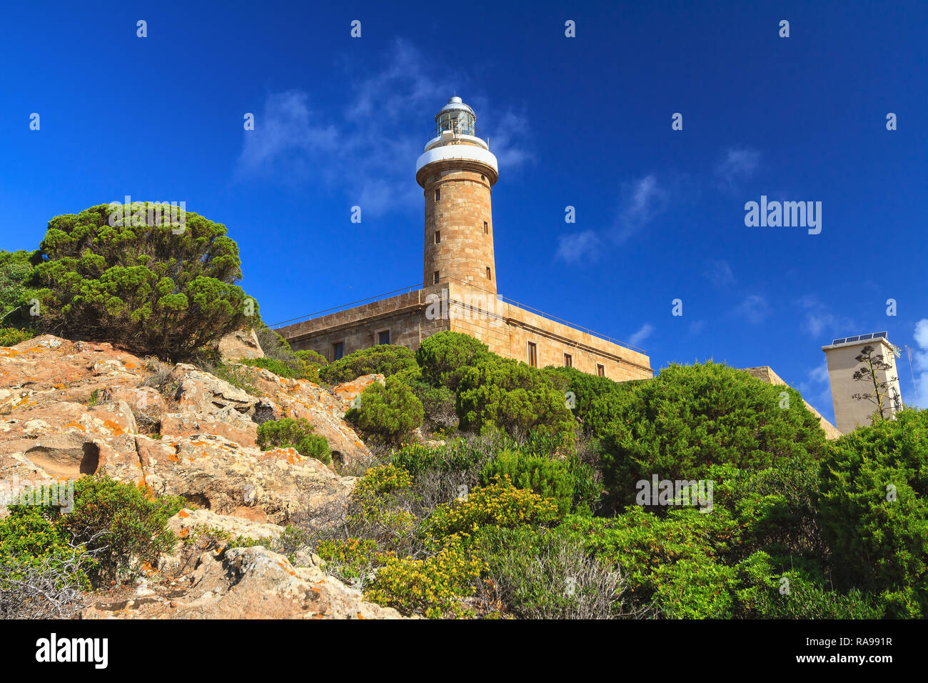 lighthouse in San pietro island, Carloforte, south west sardinia, Italy Stock Photo