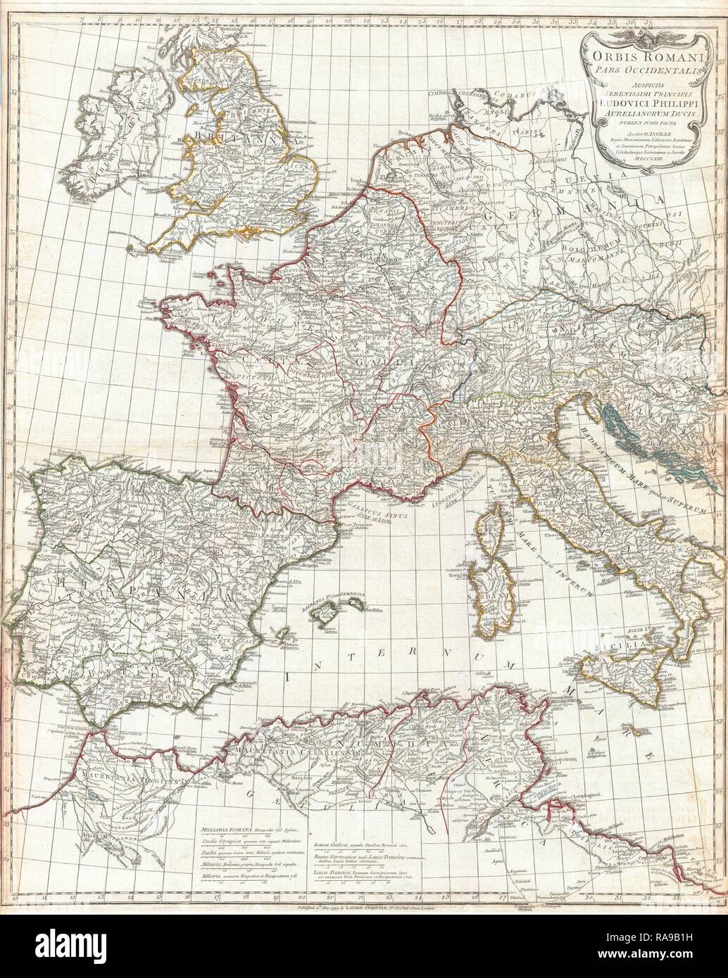 1794 Anville Map Of The Western Roman Empire Includes Italy Reimagined By Gibon Classic Art With A Modern Twist Reimagined Stock Photo Alamy