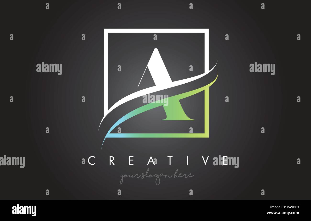 A Letter Icon Logo Design with Square Swoosh Border and Creative Design ...