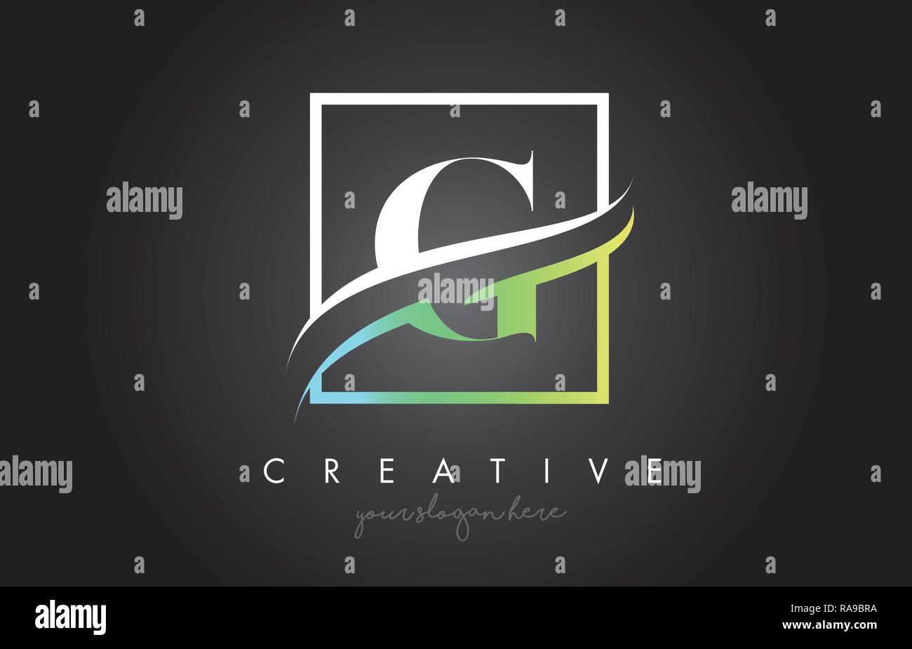 G Letter Icon Logo Design with Square Swoosh Border and Creative Design ...