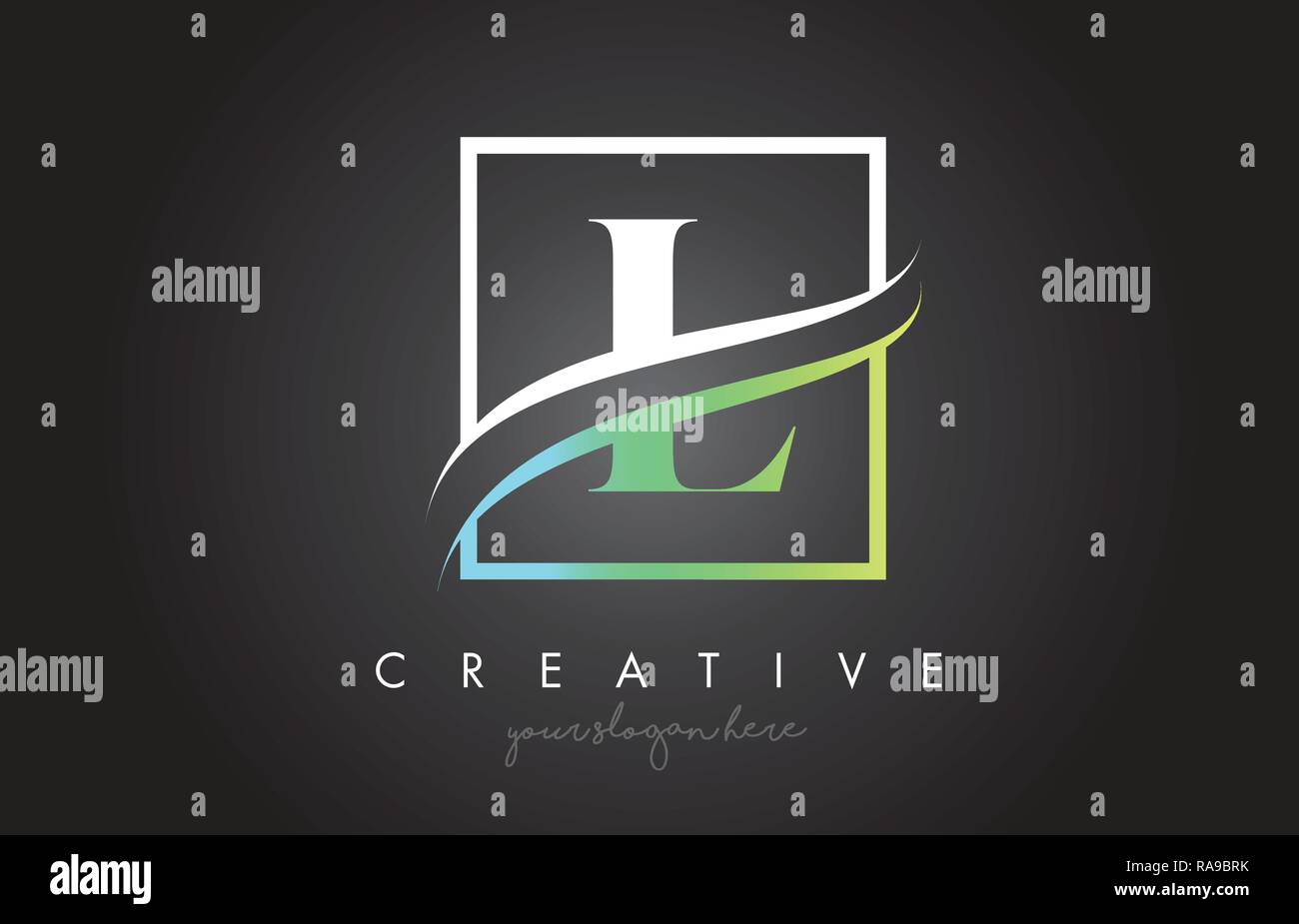 L Letter Icon Logo Design with Square Swoosh Border and Creative Design ...