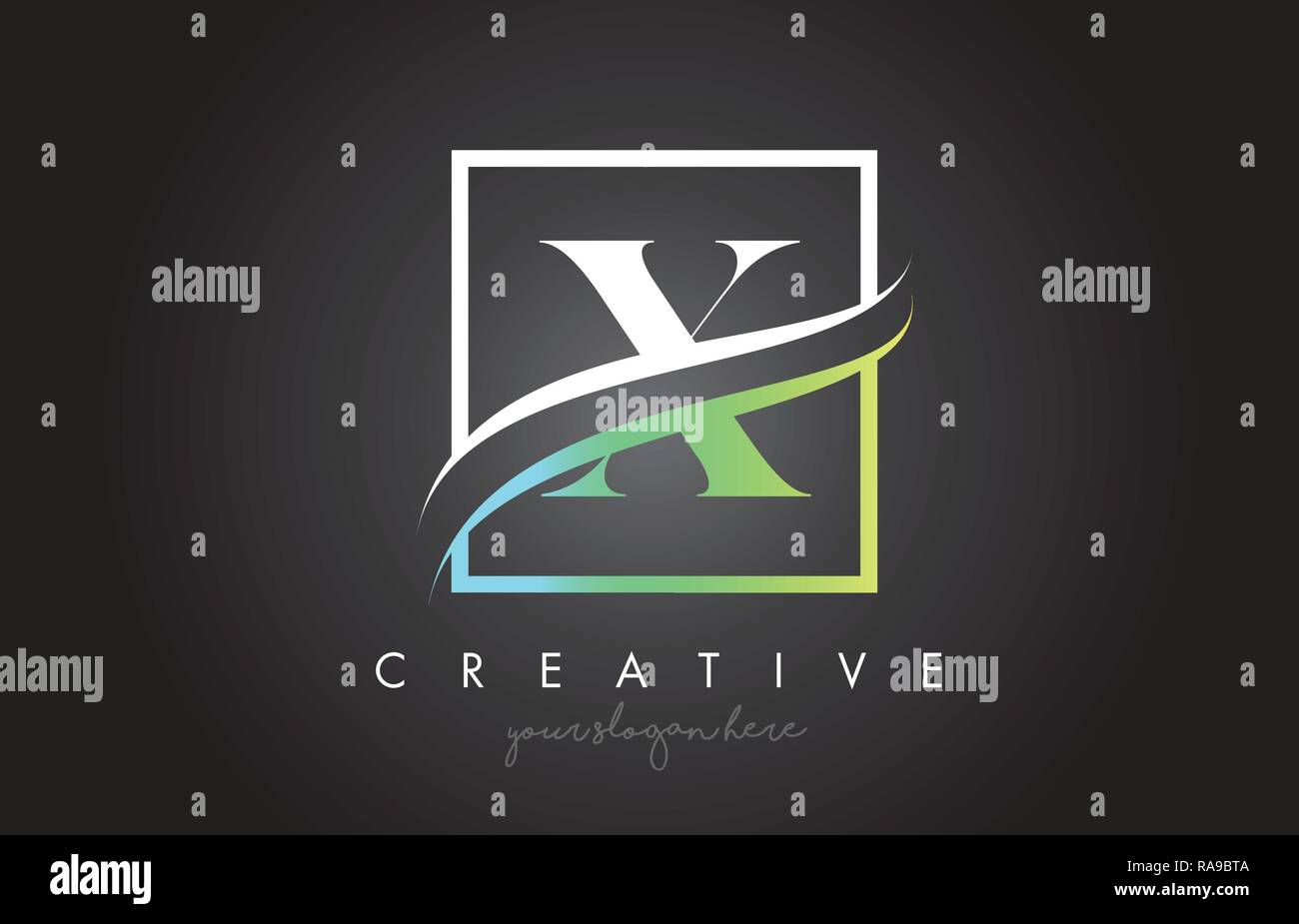 X Letter Icon Logo Design with Square Swoosh Border and Creative Design ...