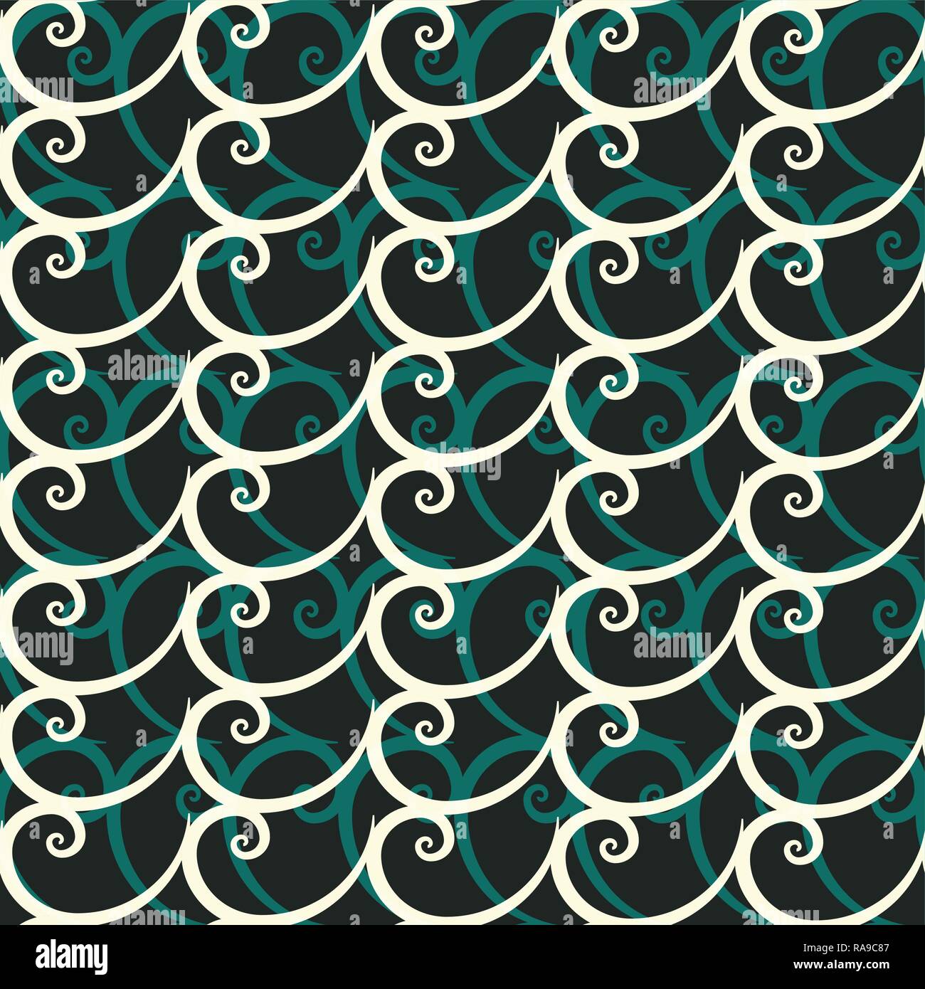 Vector abstract swirls seamless pattern background with hand drawn curl ...