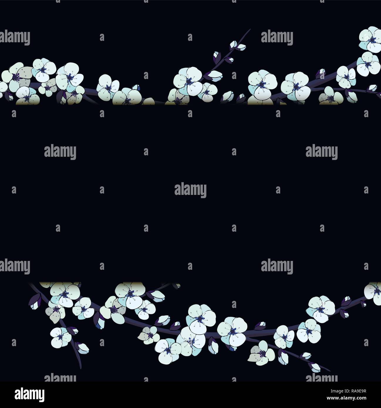 Cherry blossom. Sakura flowers. Branch with pink flowers. Vector eps 10 ...