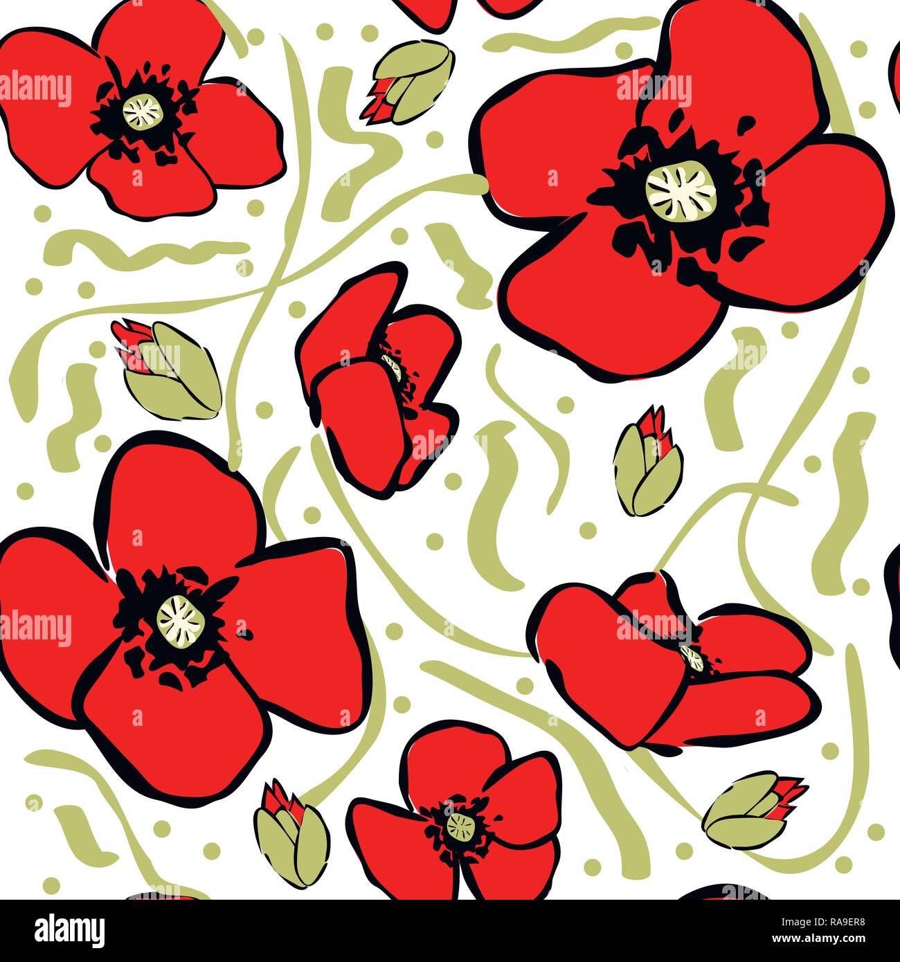 Poppy Pattern Vector vector poppy pattern vector illustration background eps 10 Stock Vector ...