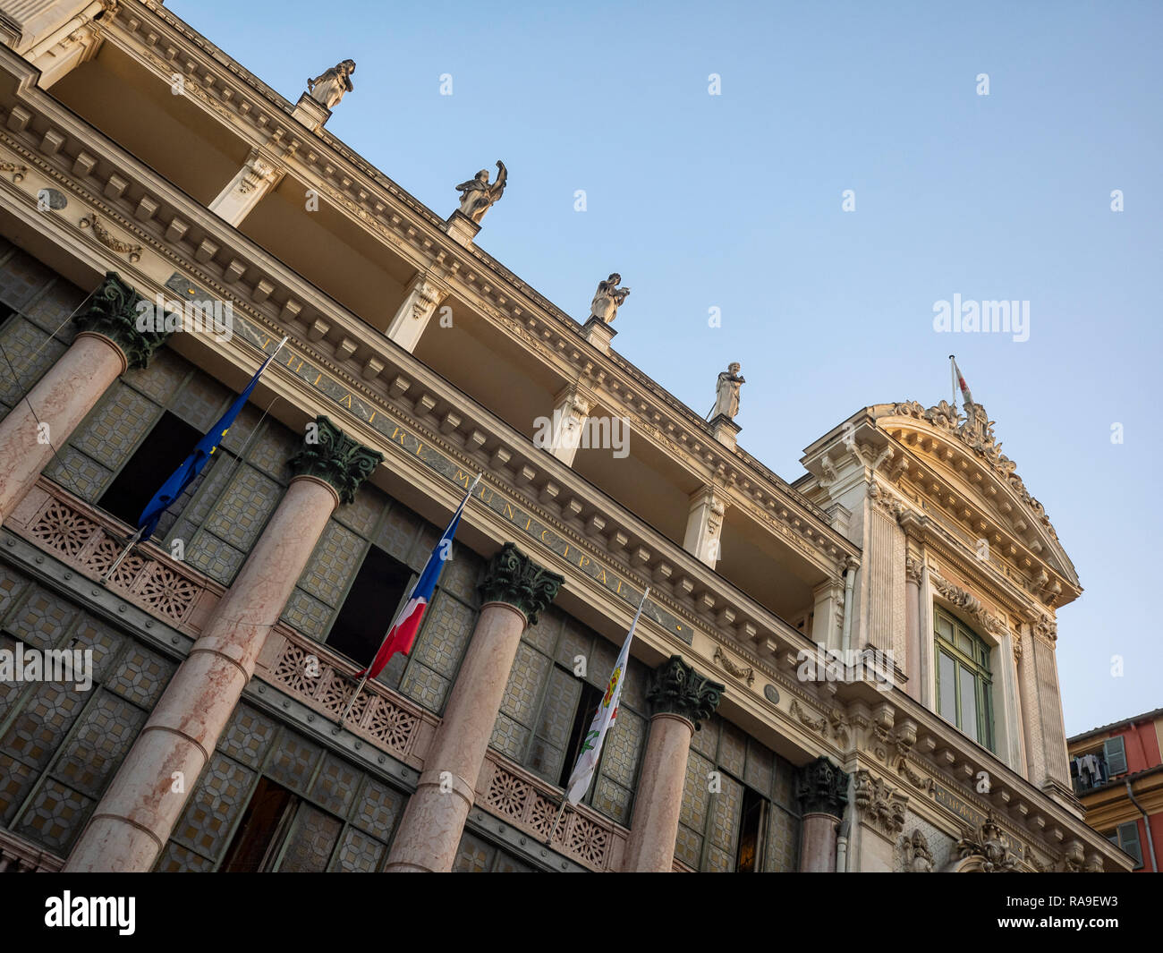 NICE, FRANCE - MAY 25, 2018:  Exterior view of Opéra de Nice on Rue Saint-François de Paule Stock Photo