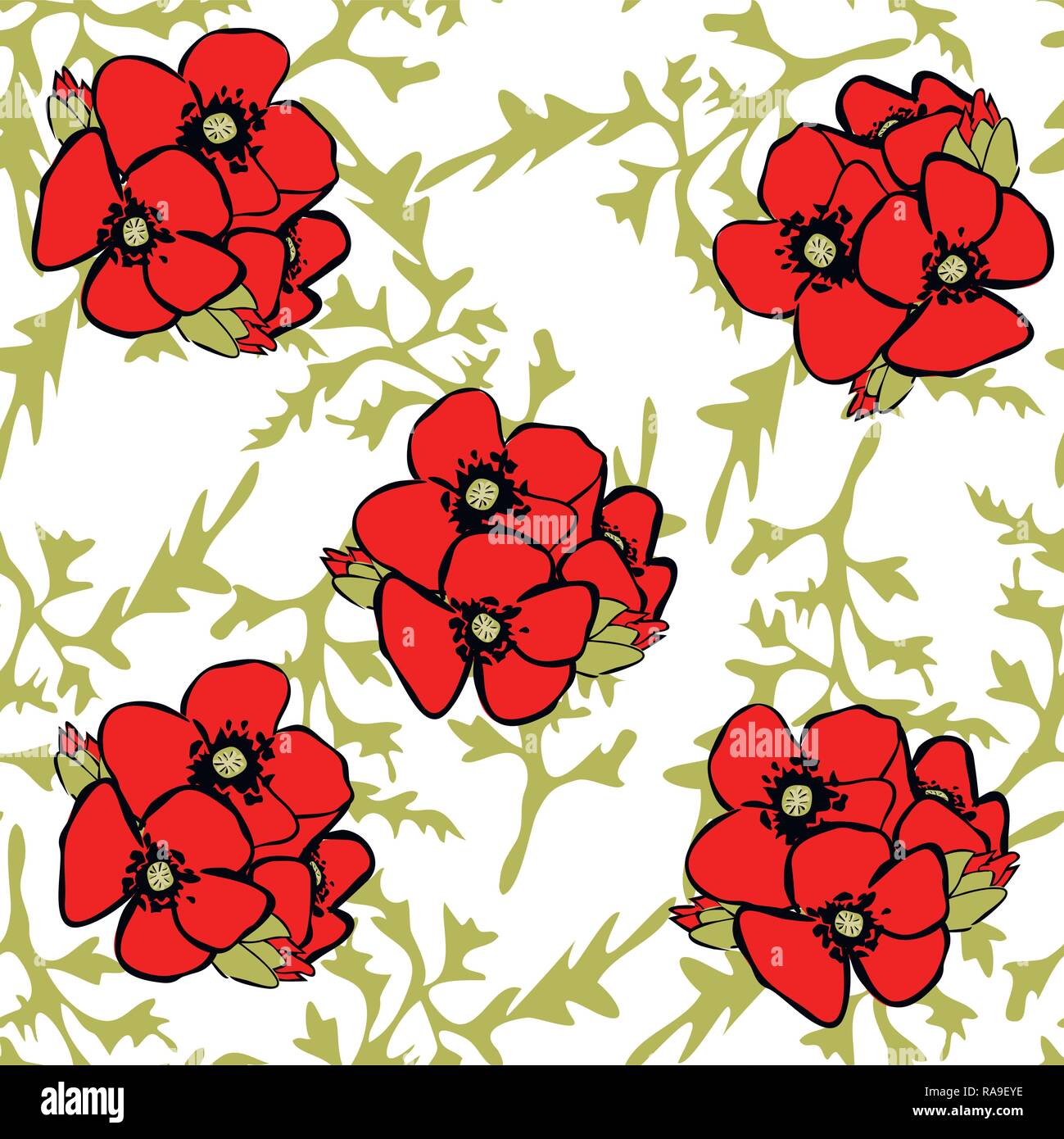 Poppy Pattern Vector Poppy flower art nouveau hi-res stock photography and images - Alamy