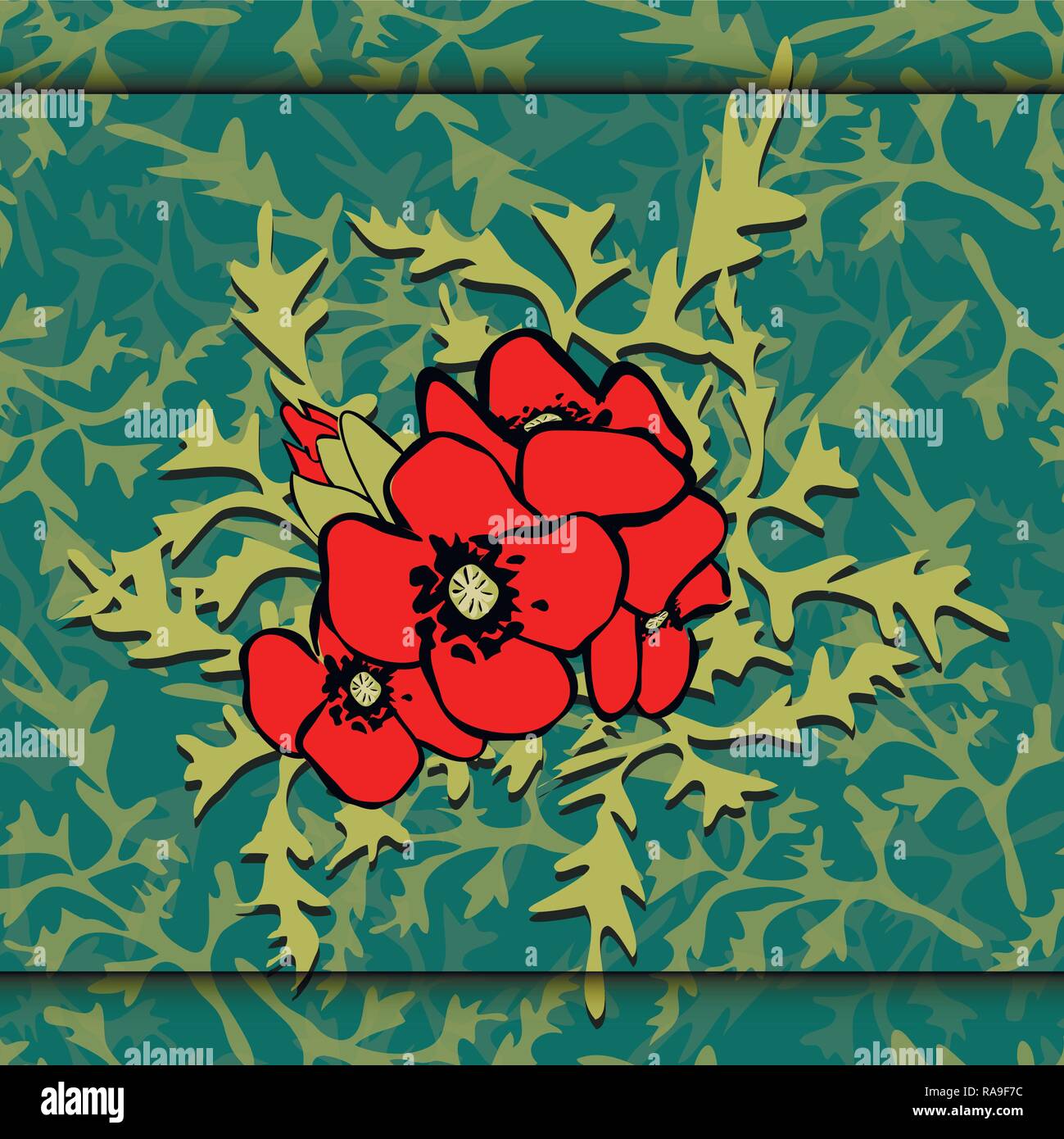 Poppies Easily editable vector image abstract vector eps 10 handmade Stock Vector