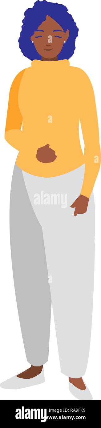 beautiful and young black woman character vector illustration design ...