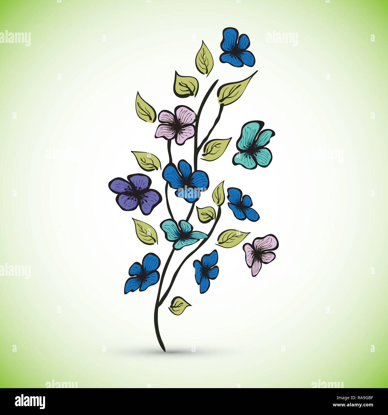 Branch plum tree blooming Stock Vector Images - Alamy