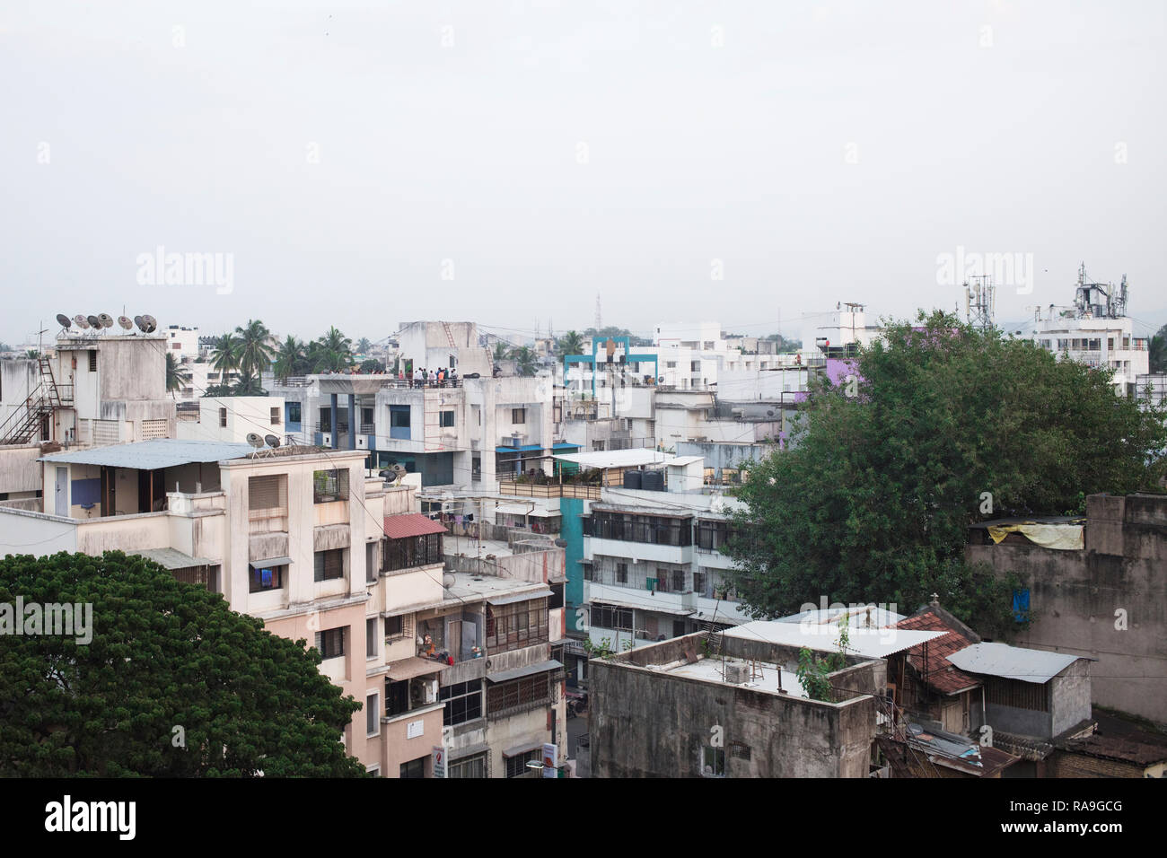 Pune, Maharashtra / India - October 2015: View over the city of Pune, India. Stock Photo