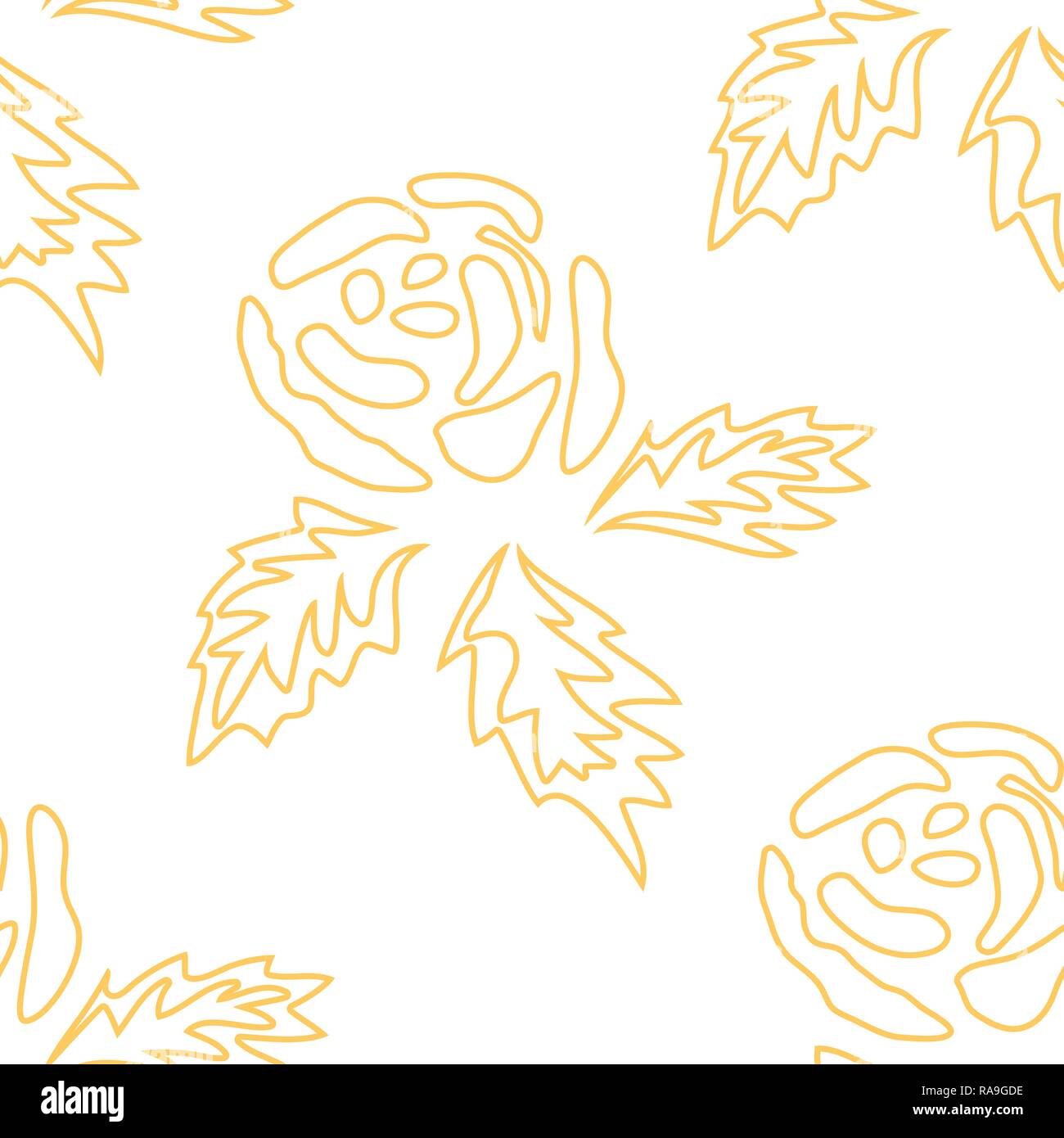 Vector seamless pattern with outline stylized roses. Beautiful floral ...