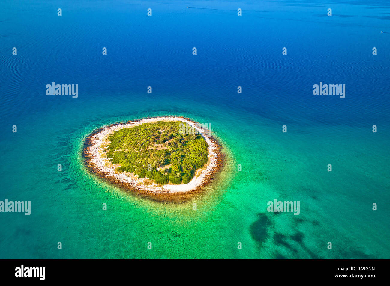 Lonely stone island in Zadar archipelago aerial view, Dalmatia region of  Croatia Stock Photo - Alamy