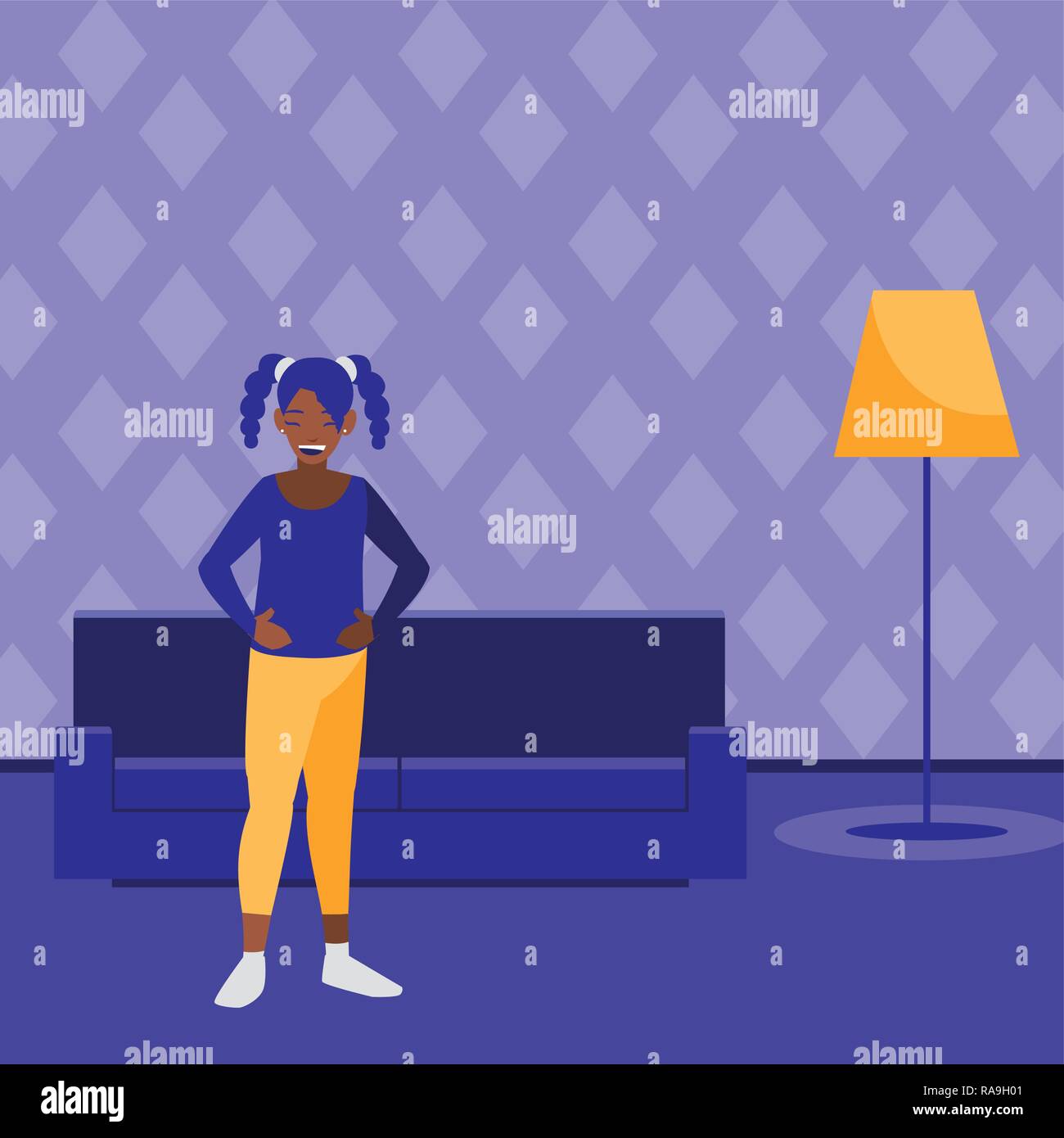 beautiful and young black woman character vector illustration design ...