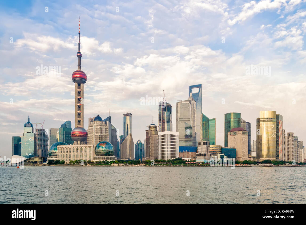 View of shanghai skyline with huangpu river. Shanghai skyline with ...