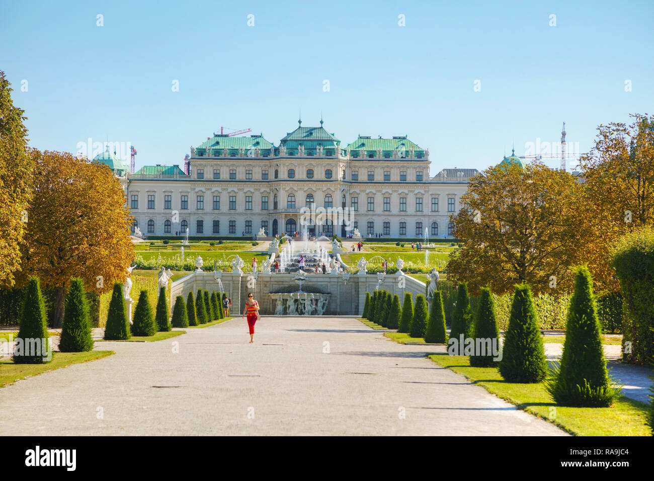 VIENNA - AUGUST 30: Belvedere palace on August 30, 2017 in Vienna, Austria. It's a historic building complex, consisting of two Baroque palaces, the O Stock Photo