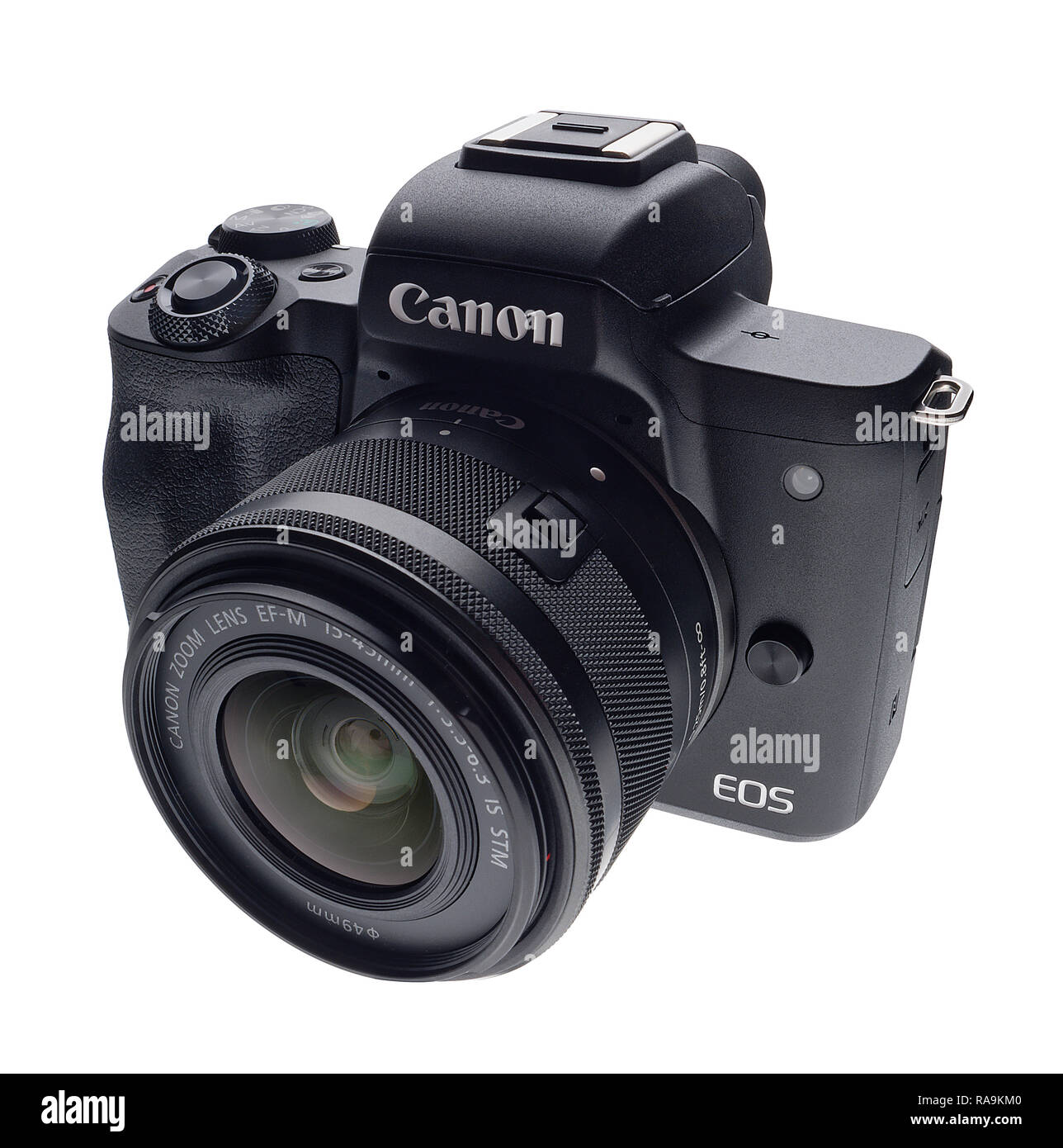 Canon camera and lens, model EOS M50. Stock Photo