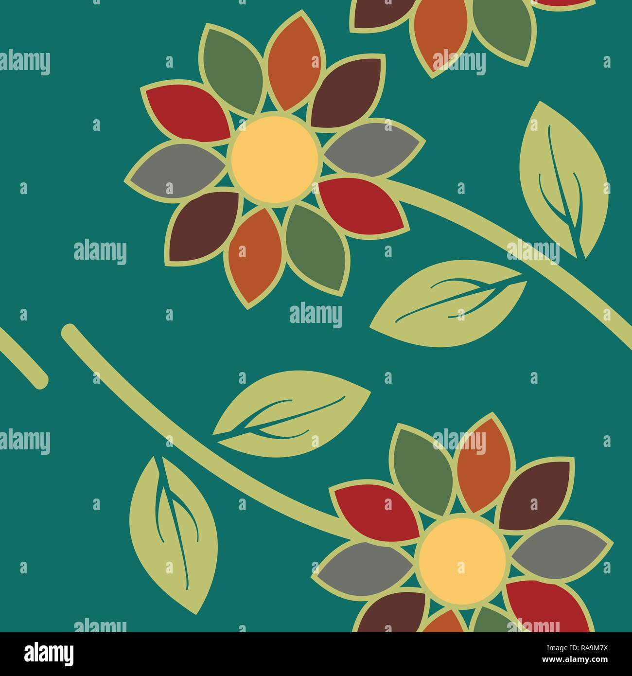 Abstract textile colorful flowers seamless pattern background Easily editable vector image Stock Vector