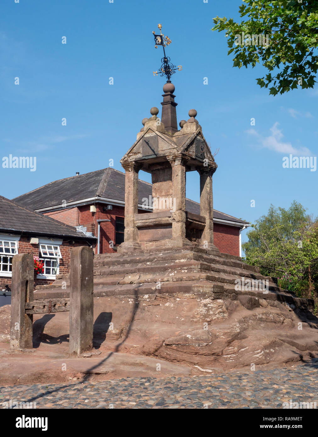 Lymm Cross at the centre of the village Lymm, Cheshire, England, UK. Stock Photo