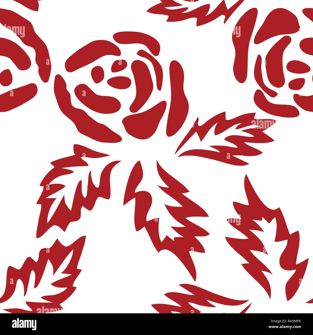 Vector seamless pattern with outline stylized roses. Beautiful floral ...