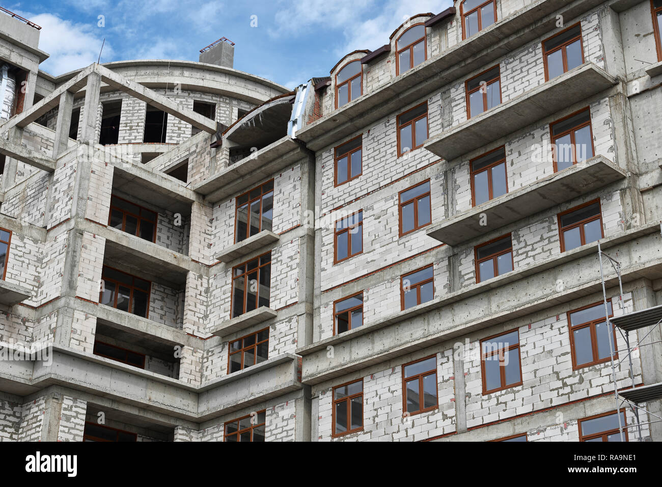 new building under construction, scaffolding and concrete Stock Photo