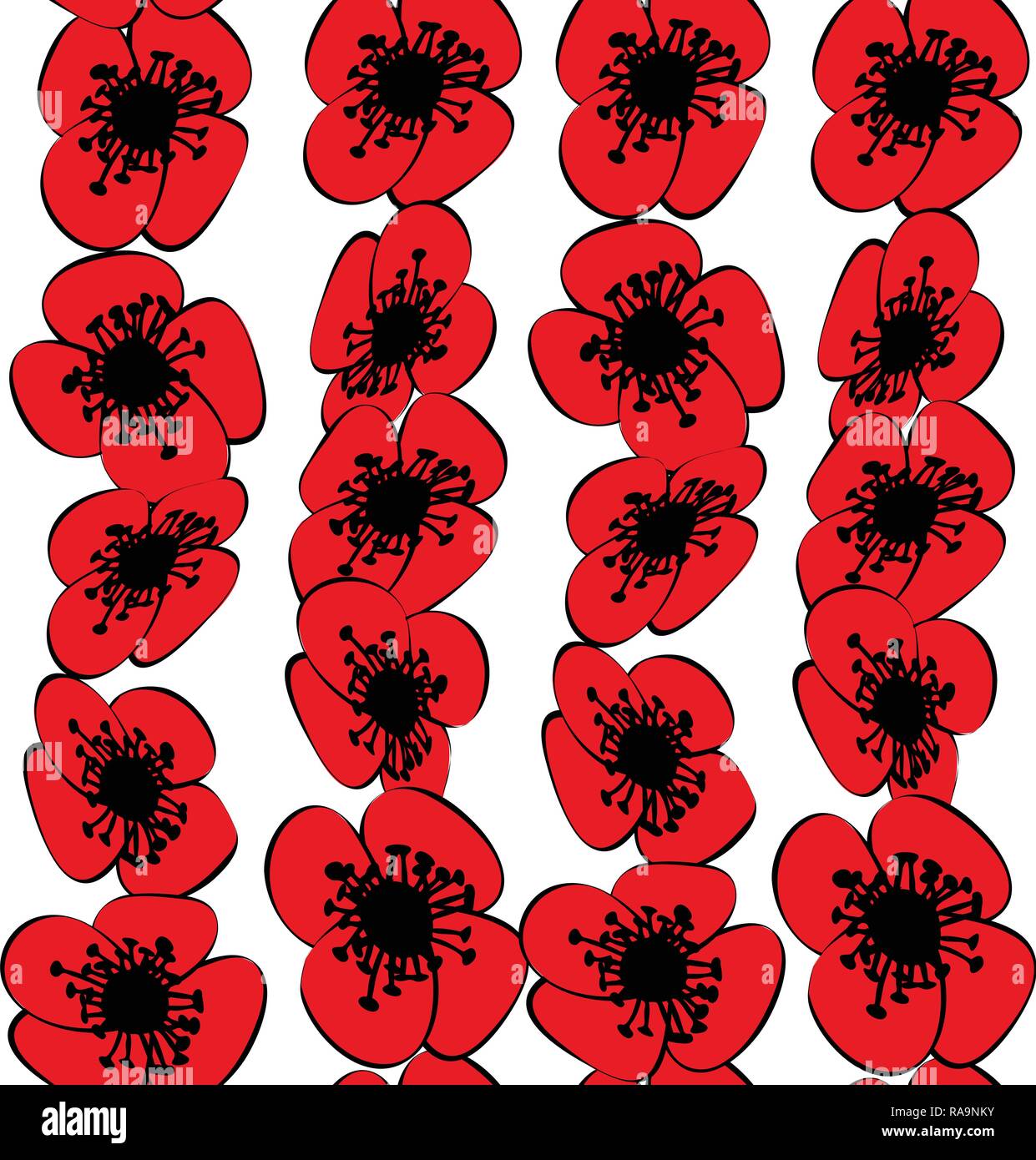 Red poppies Easily editable vector image abstract vector eps 10 handmade Stock Vector