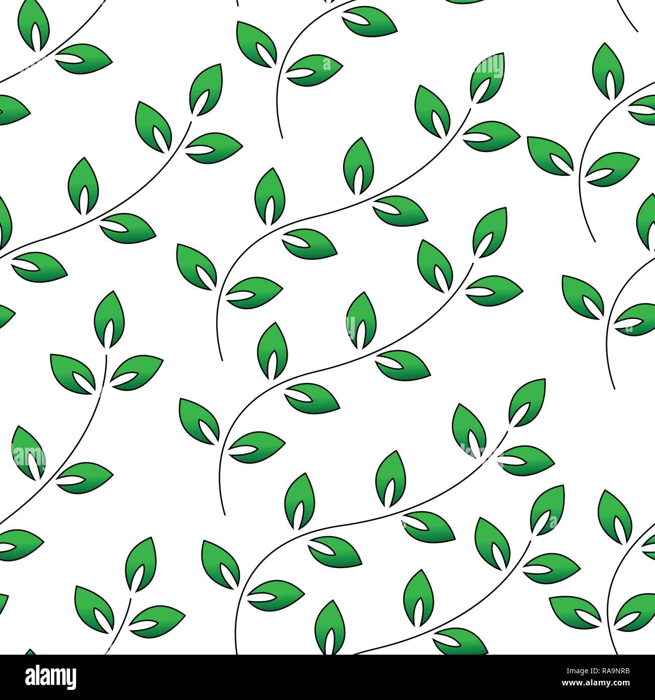 Vector seamless pattern with leaf. Green and white background Stock ...