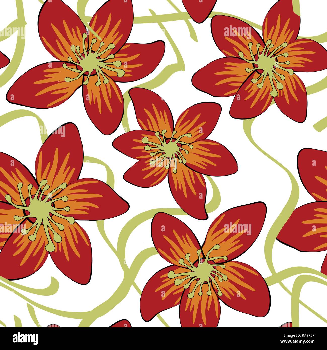Seamless Hand Drawn Floral Pattern Stock Vector Image & Art - Alamy