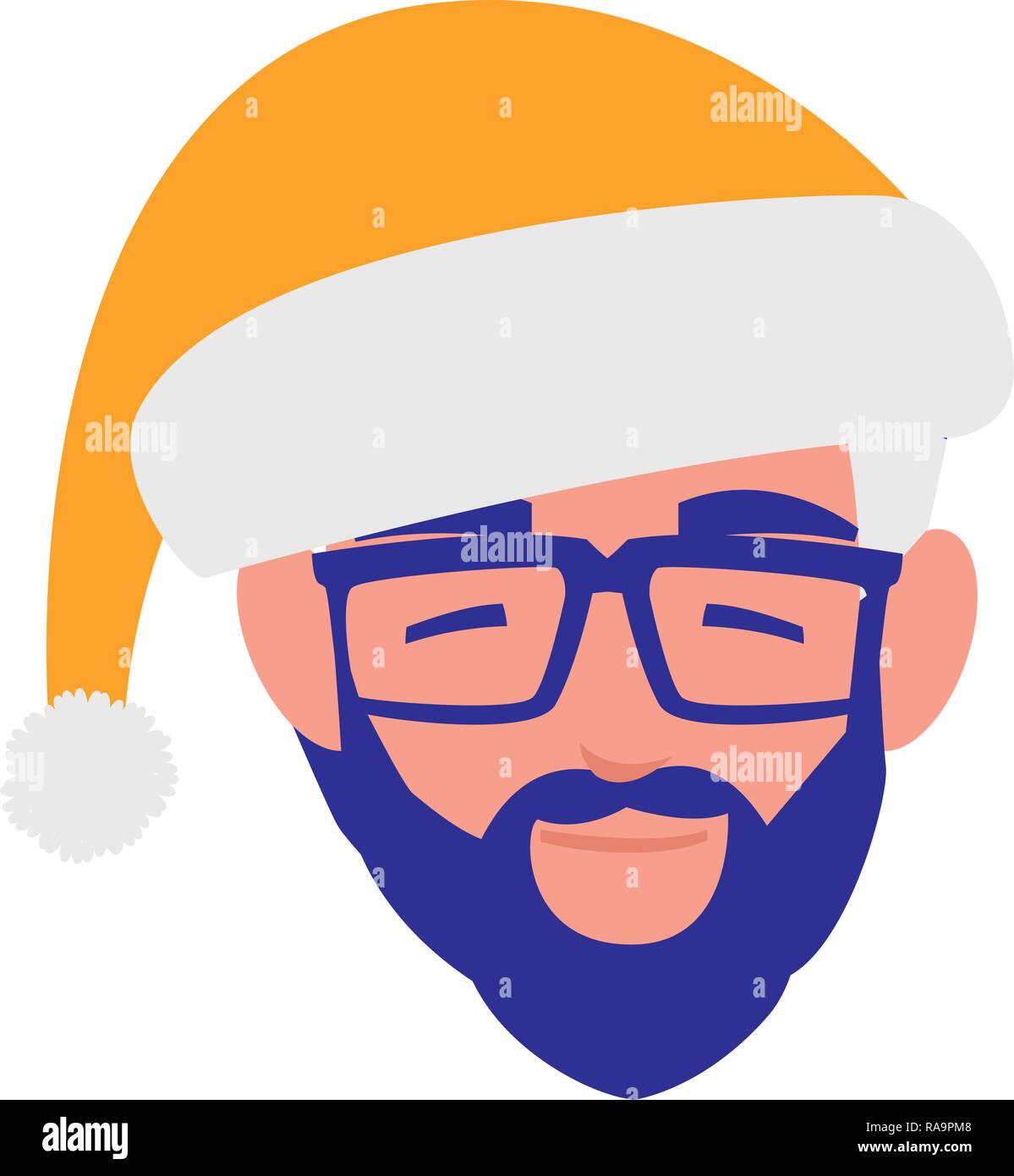 head of young man with beard and winter hat vector illustration design ...