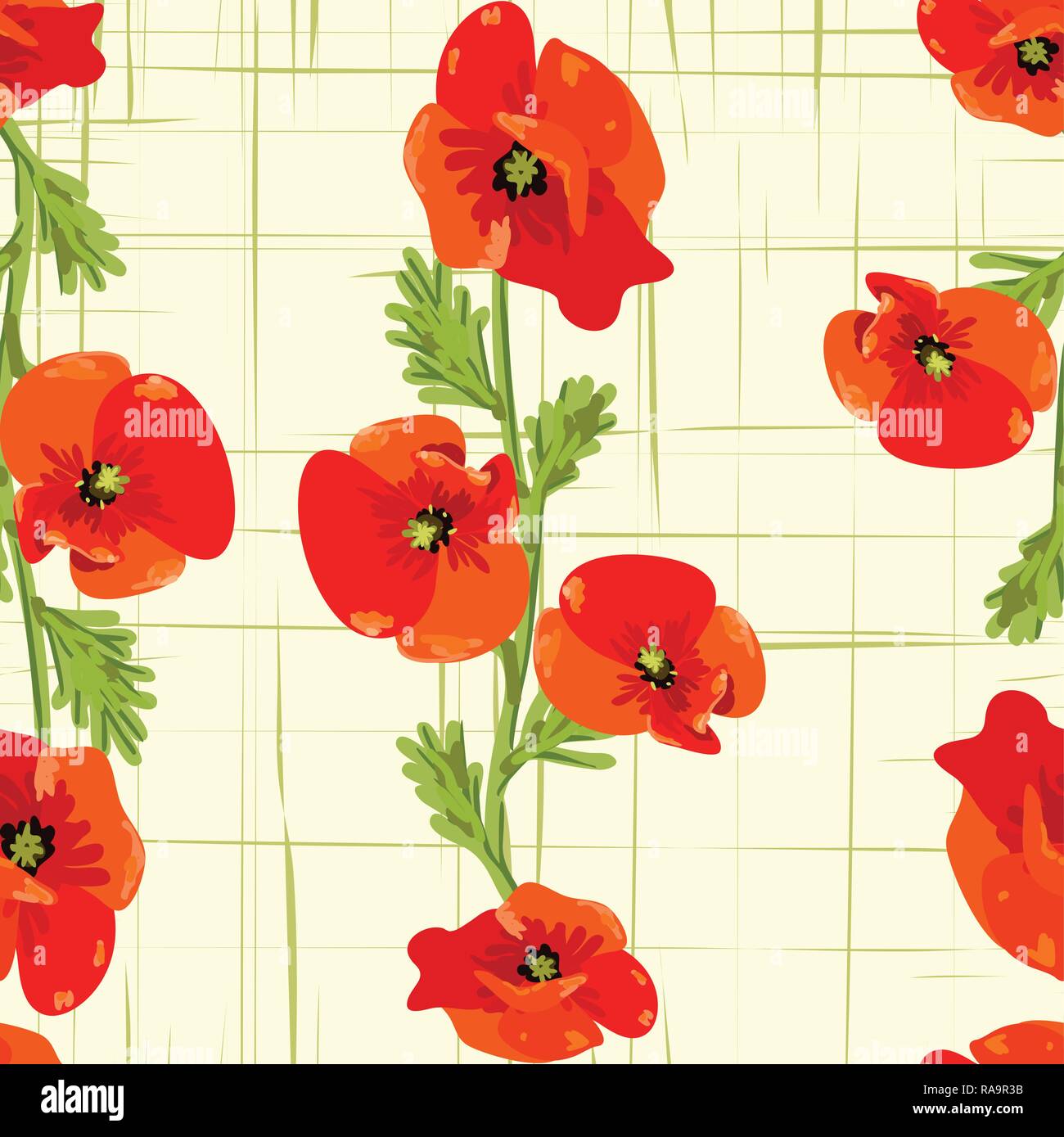 Red poppies Easily editable vector image abstract vector eps 10 Stock Vector