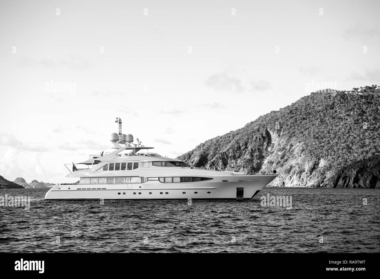 Caribbean sailing yacht Black and White Stock Photos & Images - Alamy