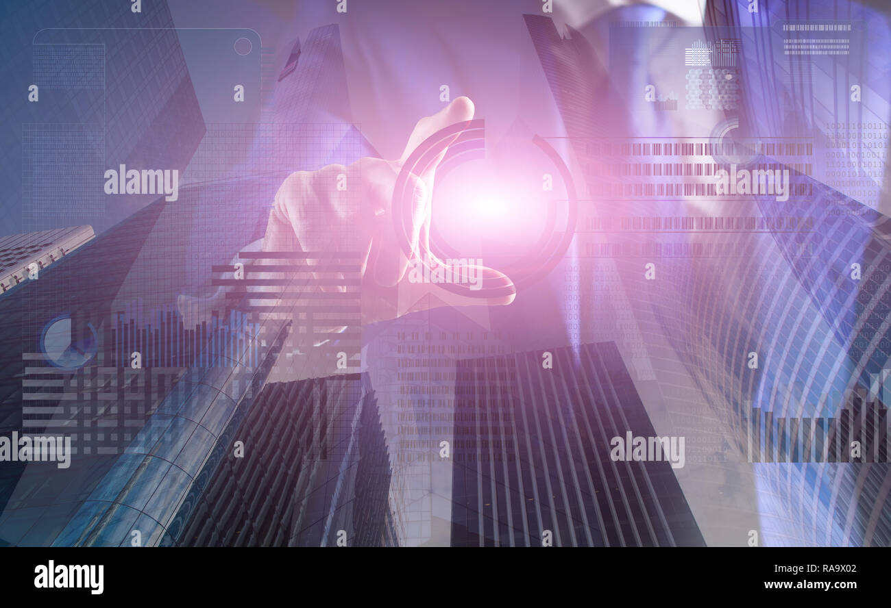 Create virtual wallet. Mining virtual money. Solve block earn profit.  Virtual currency digital money. Blockchain technology. Investment crypto  currency. Hand interact virtual display business graphic Stock Photo - Alamy
