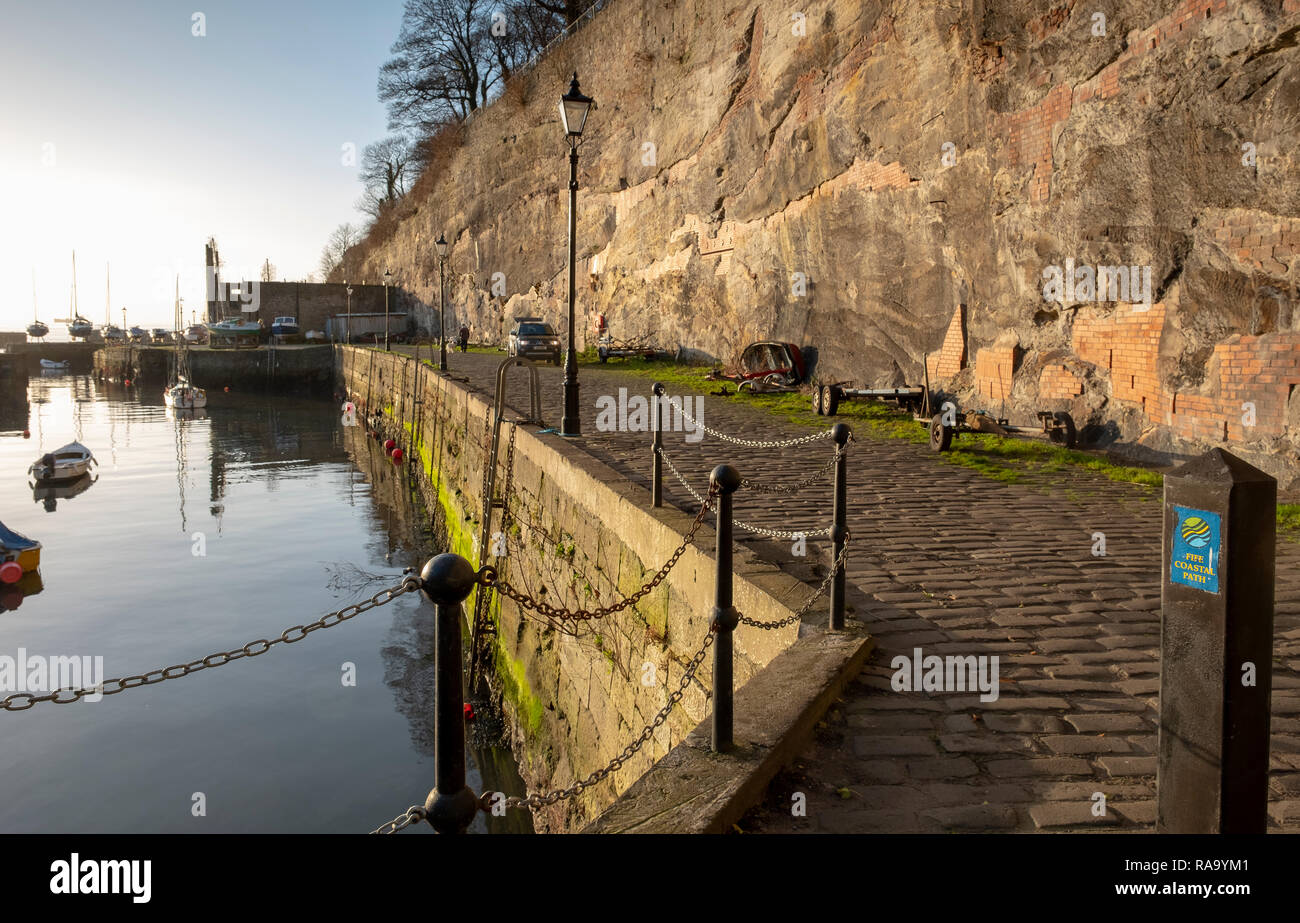 A view of Dysart harbour on the Fife coastal path, near Kirkcaldy Stock