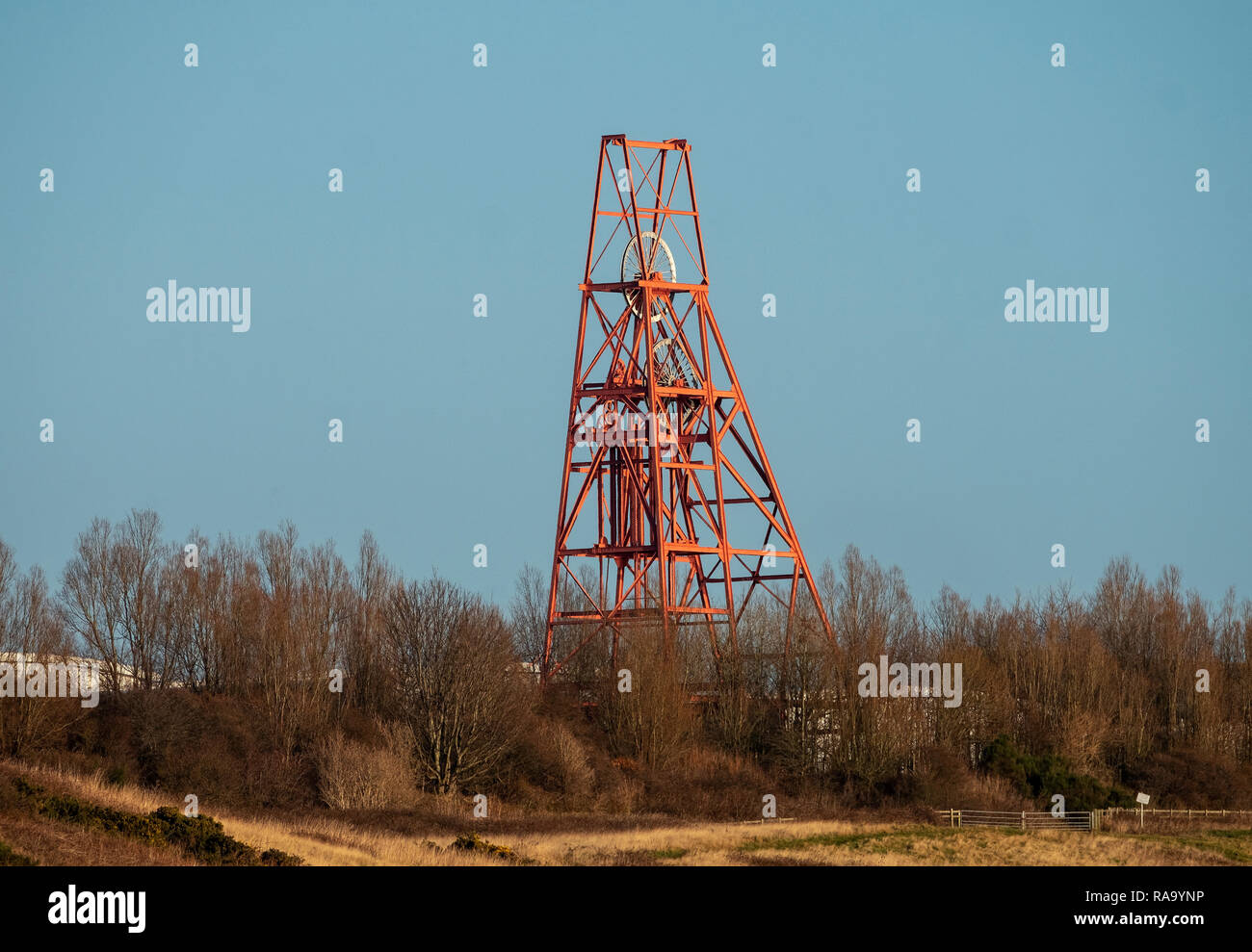 Winding Gear (pit wheel) at the former Frances Colliery, Dysart Fife, Scotland Stock Photo