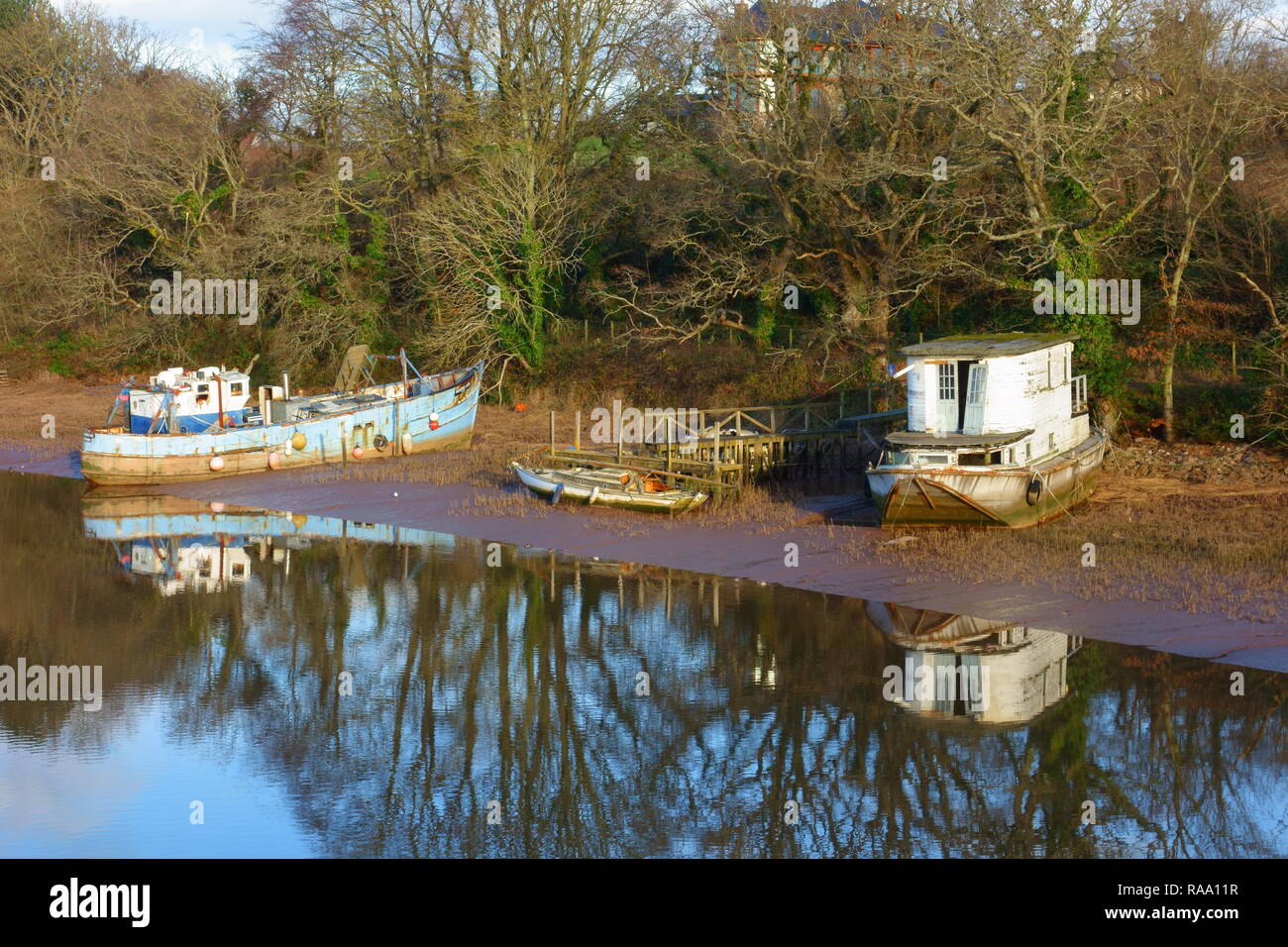 Old boats, Topsham, Devon, England UK Stock Photo Alamy