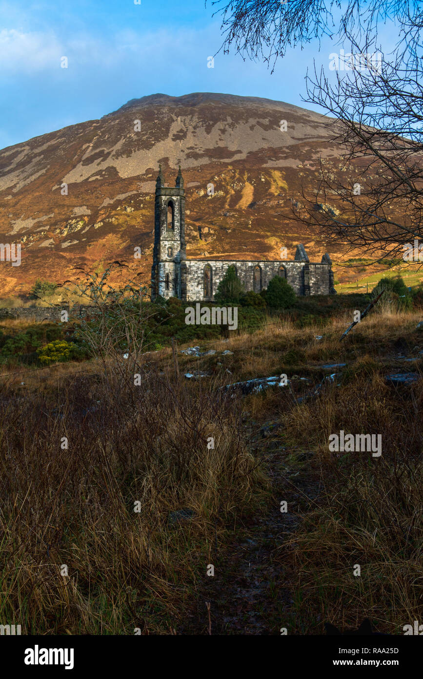 Ruined Church of Ireland in The Poisoned Glen Dunlewey Gweedore Donegal Ireland Europe Stock Photo