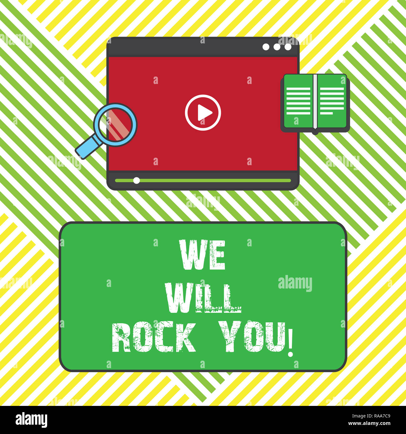 Text sign showing We Will Rock You. Conceptual photo Rockers slogan ...