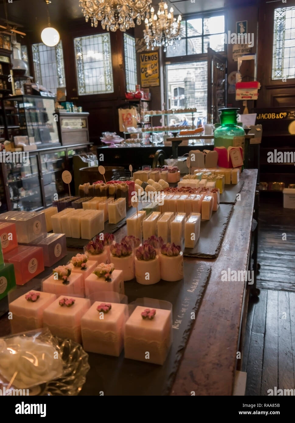 Rose & Co, old apothecary shop in the heart of Haworth in Yorkshire England Stock Photo