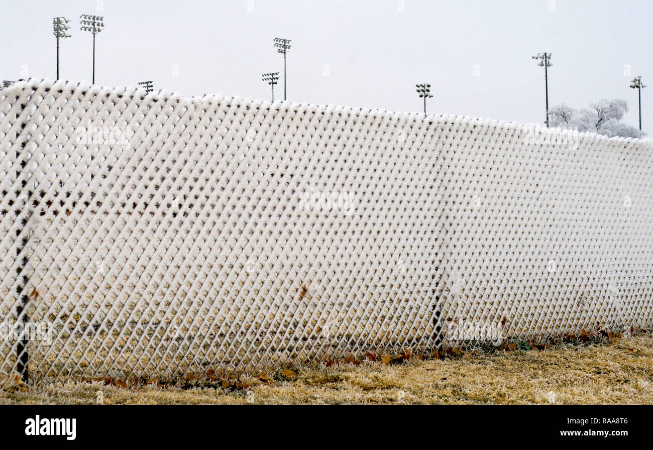 Frozen fence during a blizzard in Alpine, West Texas Stock Photo Alamy