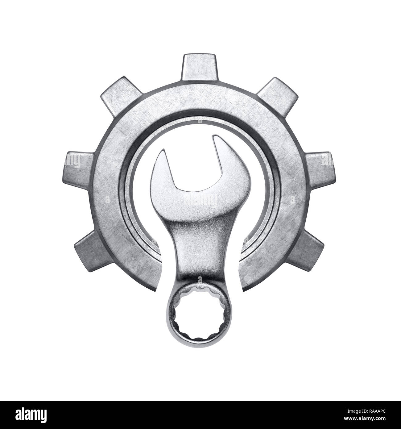 Wrench and gear Stock Photo Alamy