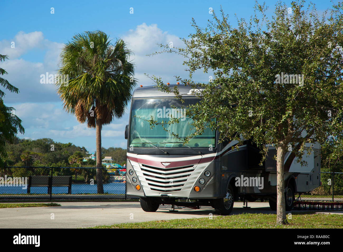 Motorhome in campground, Topeekeegee Yugnee Park, Hollywood, Florida